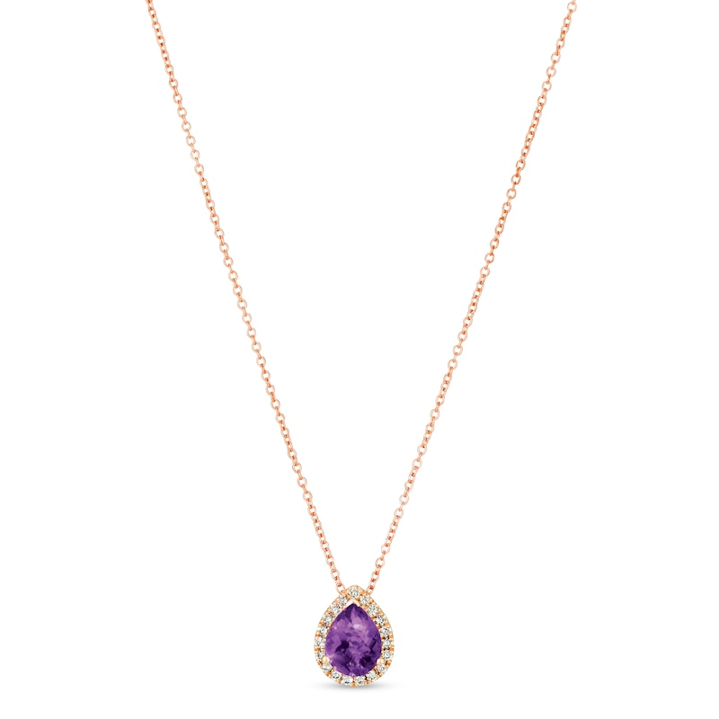 Le Vian Amethyst & Diamond Necklace 1/8 ct tw 14K Strawberry Gold 18"