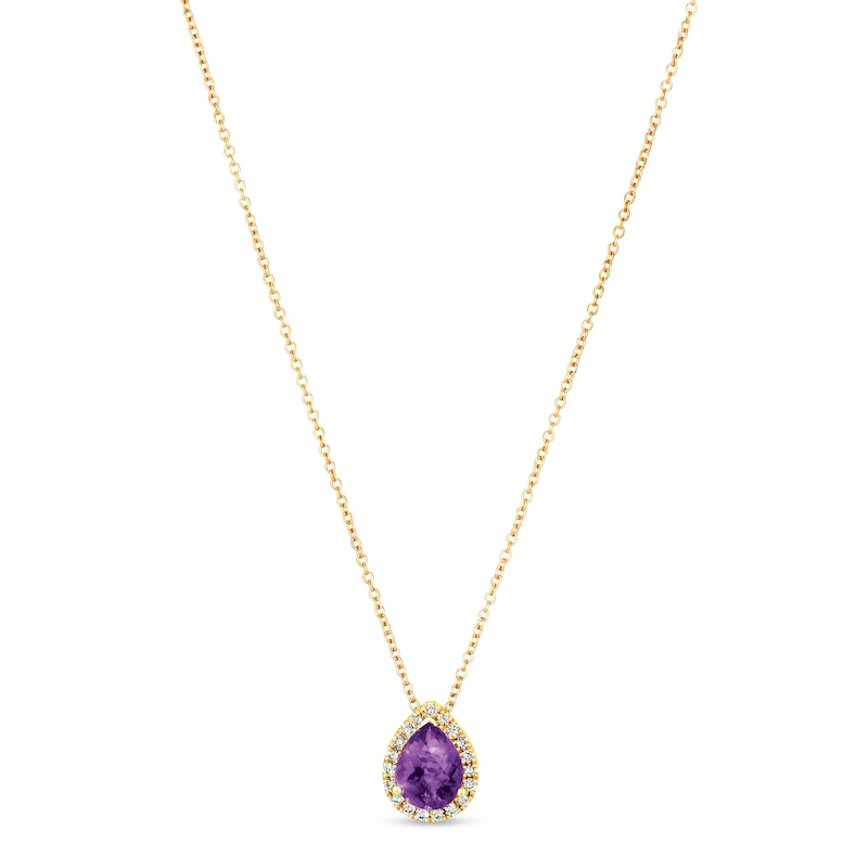 Le Vian Amethyst & Diamond Necklace 1/8 ct tw 14K Honey Gold 18