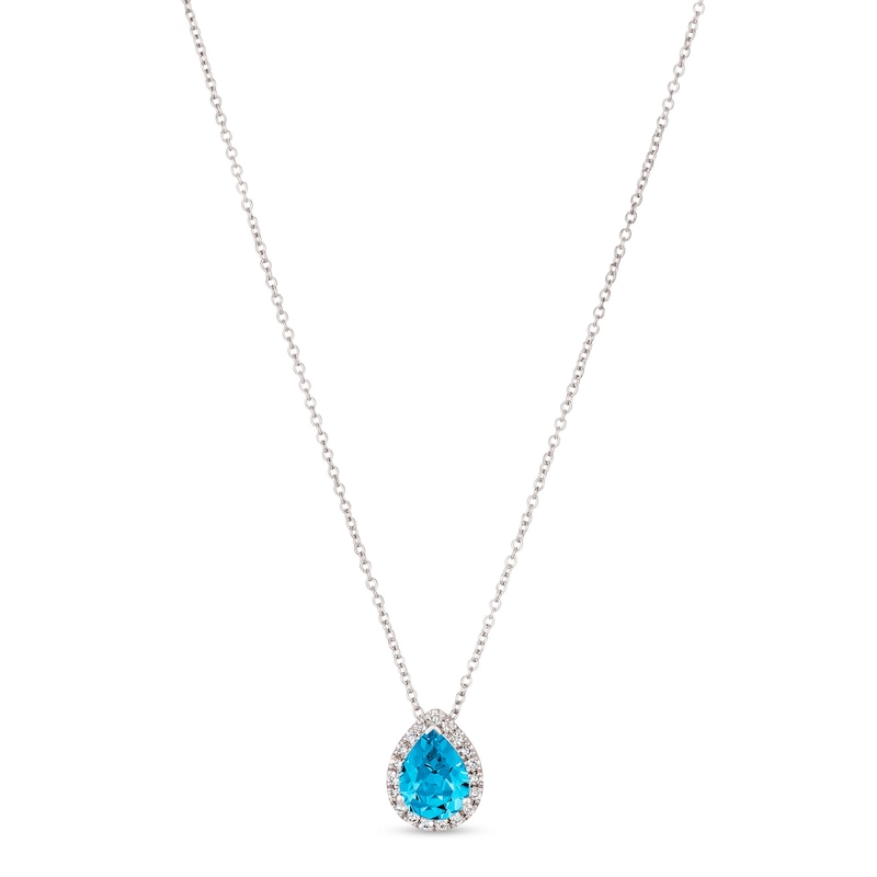 Main Image 1 of Le Vian Blue Topaz & Diamond Necklace 1/8 ct tw 14K Vanilla Gold 18&quot;