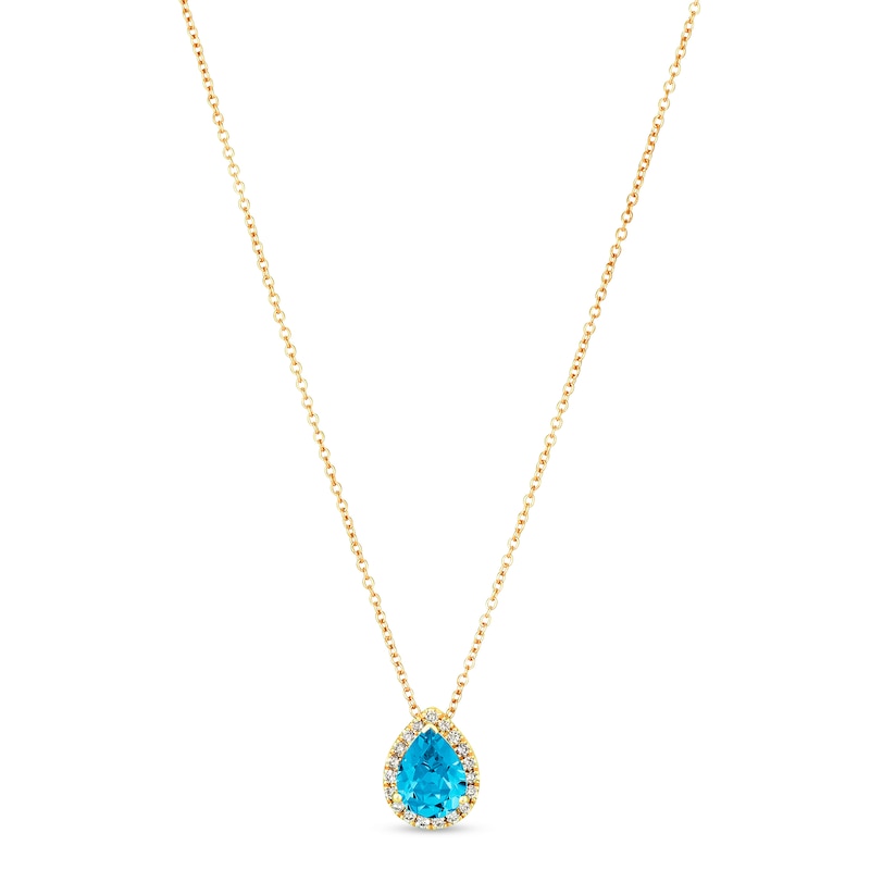 Main Image 1 of Le Vian Blue Topaz & Diamond Necklace 1/8 ct tw 14K Honey Gold 18&quot;