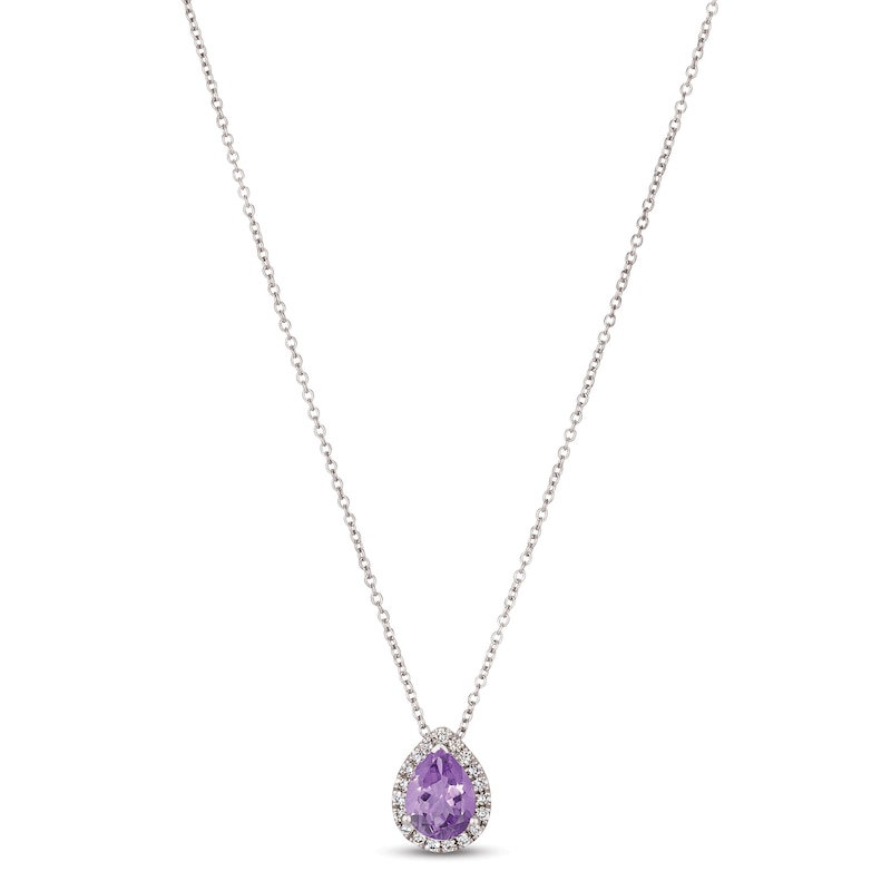 Le Vian Amethyst & Diamond Necklace 1/8 ct tw 14K Vanilla Gold 18"