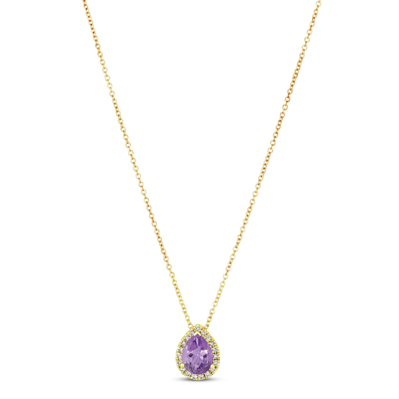 Le Vian Amethyst & Diamond Necklace 1/8 ct tw 14K Honey Gold 18"