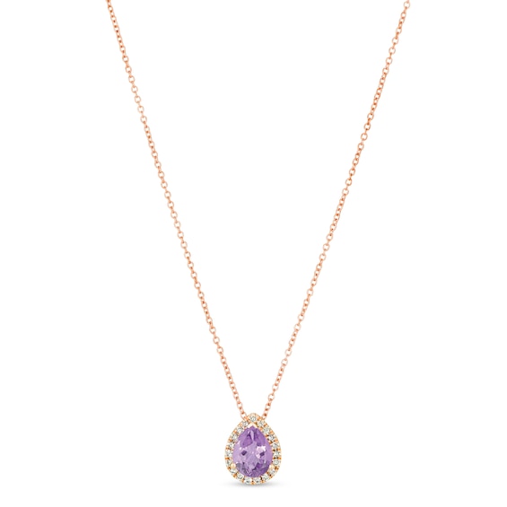 Le Vian Amethyst & Diamond Necklace 1/8 ct tw 14K Strawberry Gold 18"