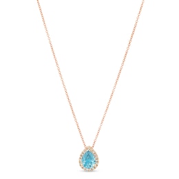 Le Vian Aquamarine & Diamond Necklace 1/8 ct tw 14K Strawberry Gold 18"