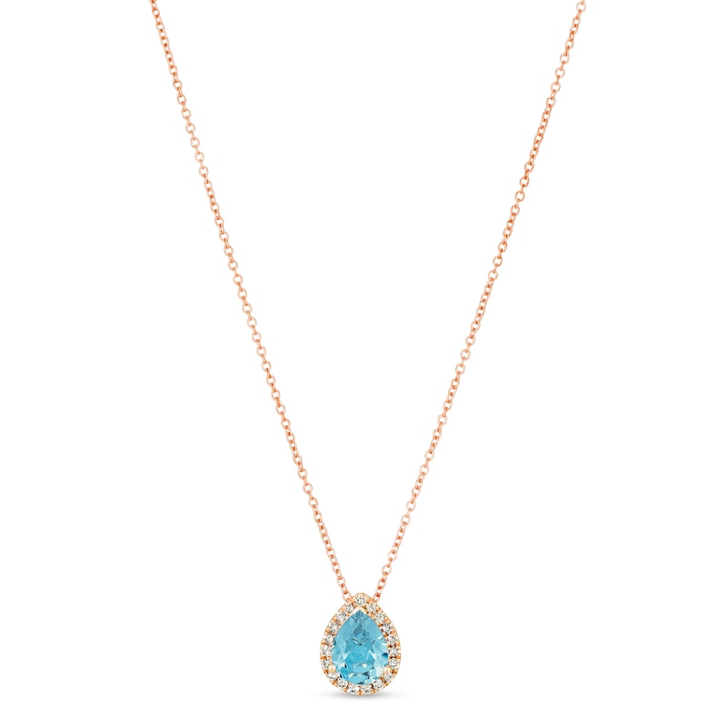 Main Image 1 of Le Vian Aquamarine & Diamond Necklace 1/8 ct tw 14K Strawberry Gold 18&quot;