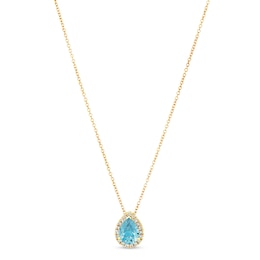 Le Vian Aquamarine & Diamond Necklace 1/8 ct tw 14K Honey Gold 18"