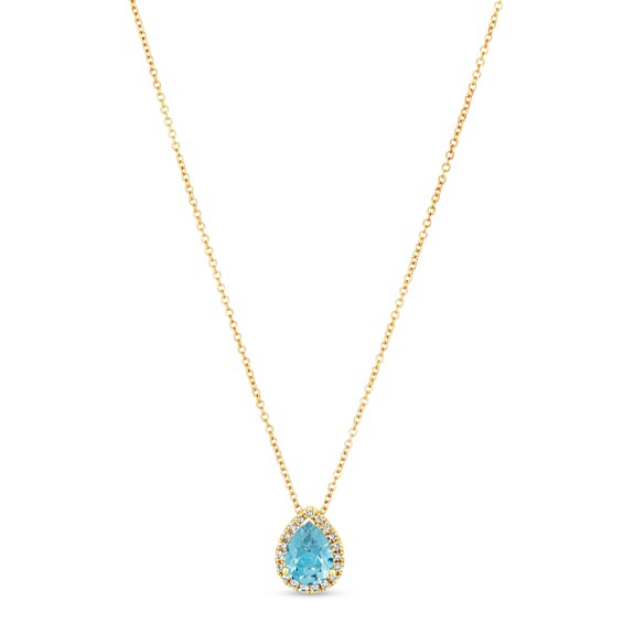 Le Vian Aquamarine & Diamond Necklace 1/8 ct tw 14K Honey Gold 18"
