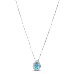 Le Vian Aquamarine & Diamond Necklace 1/8 ct tw 14K Vanilla Gold 18"