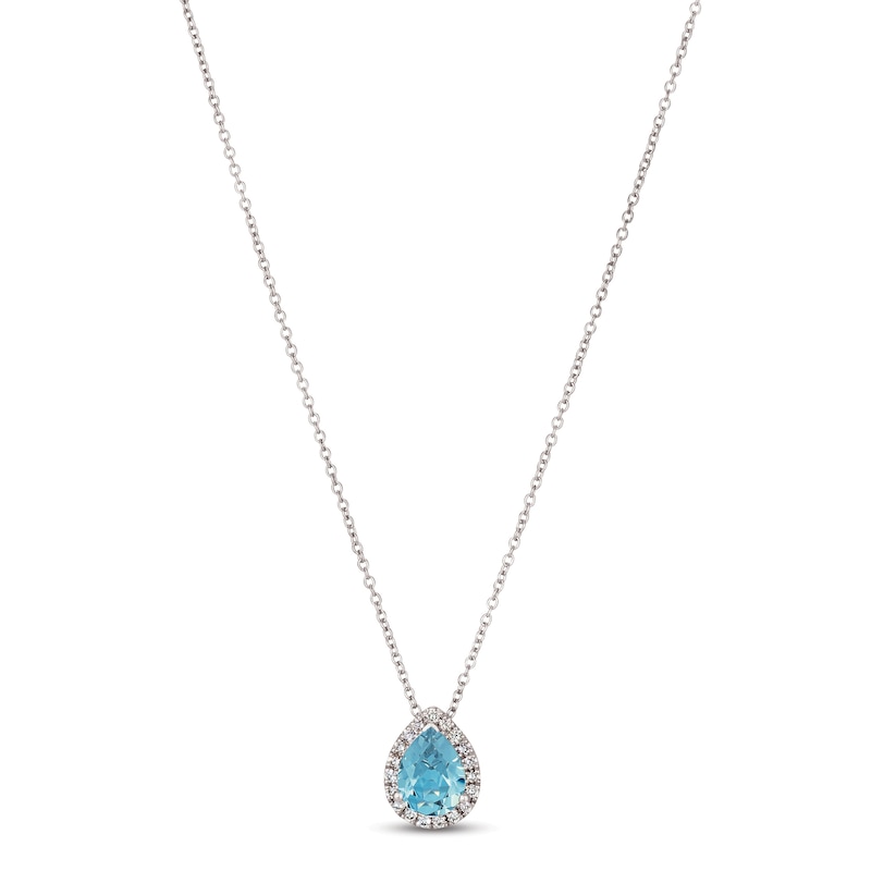 Le Vian Aquamarine & Diamond Necklace 1/8 ct tw 14K Vanilla Gold 18
