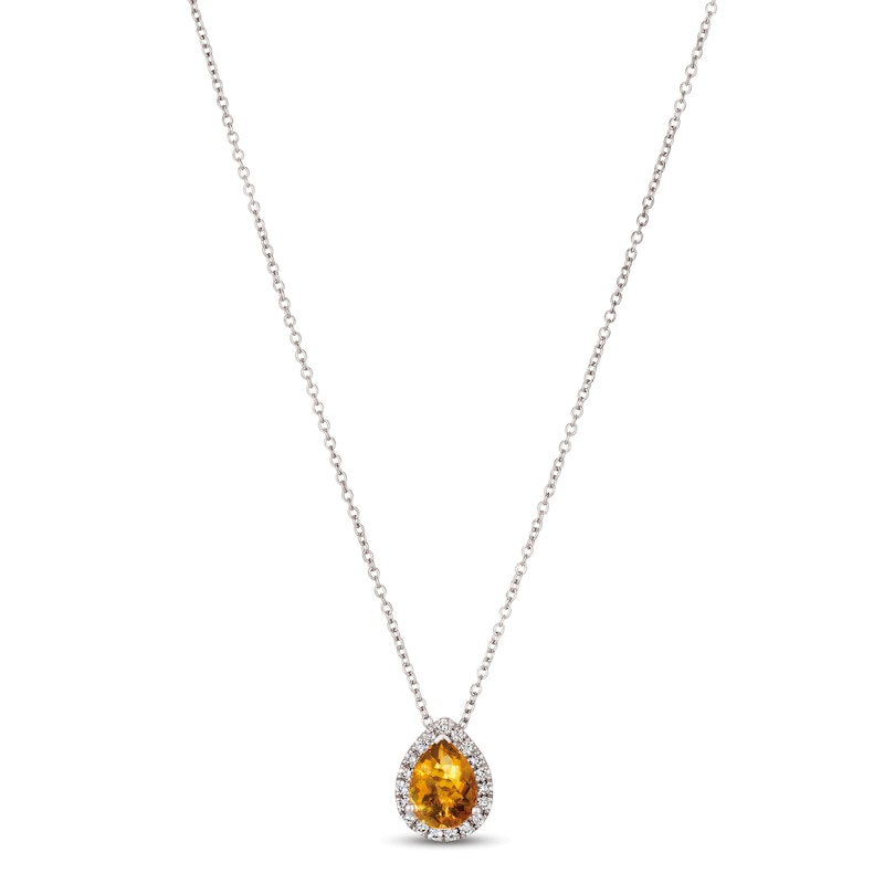 Le Vian Citrine & Diamond Necklace 1/8 ct tw 14K Vanilla Gold 18"