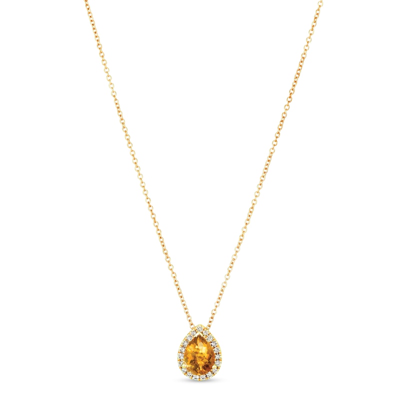 Le Vian Citrine & Diamond Necklace 1/8 ct tw 14K Honey Gold 18"
