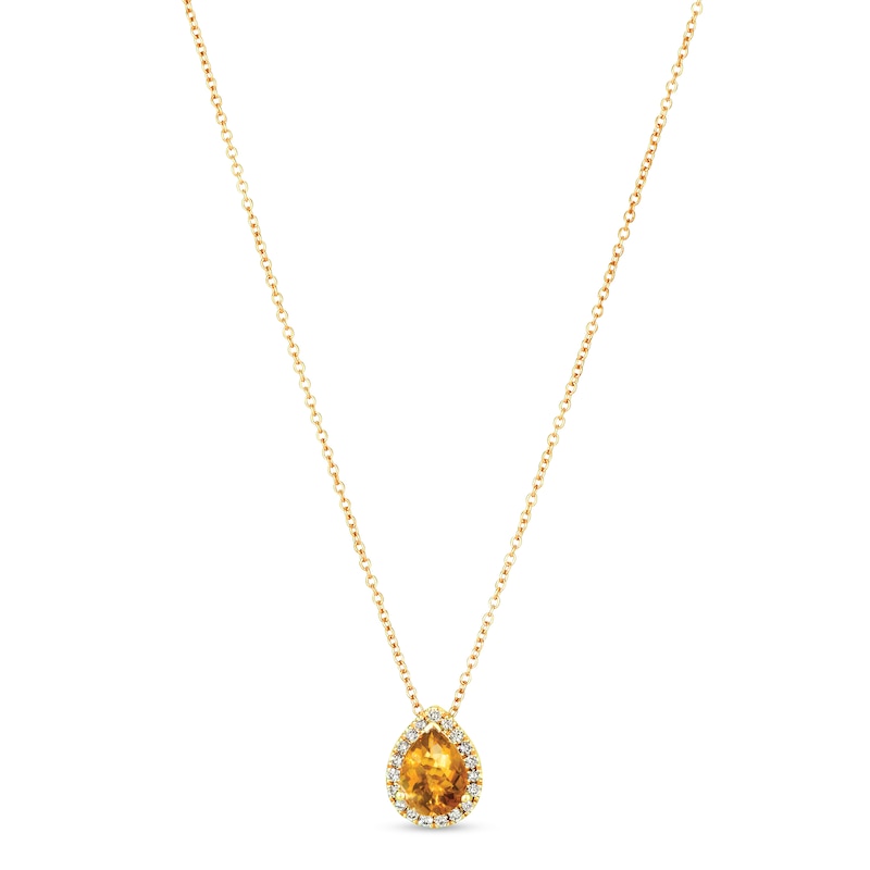 Main Image 1 of Le Vian Citrine & Diamond Necklace 1/8 ct tw 14K Honey Gold 18&quot;