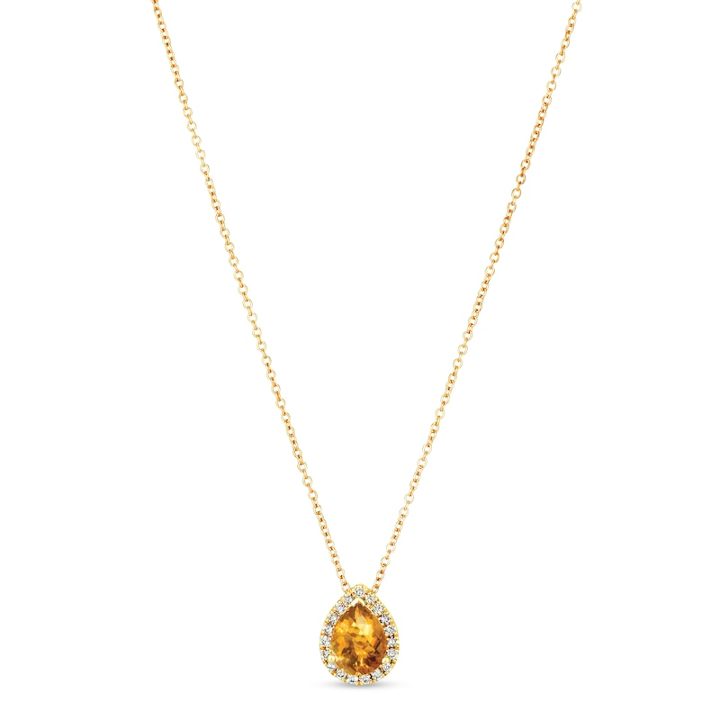 Le Vian Citrine & Diamond Necklace 1/8 ct tw 14K Honey Gold 18