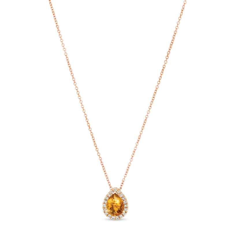 Main Image 1 of Le Vian Citrine & Diamond Necklace 1/8 ct tw 14K Strawberry Gold 18&quot;