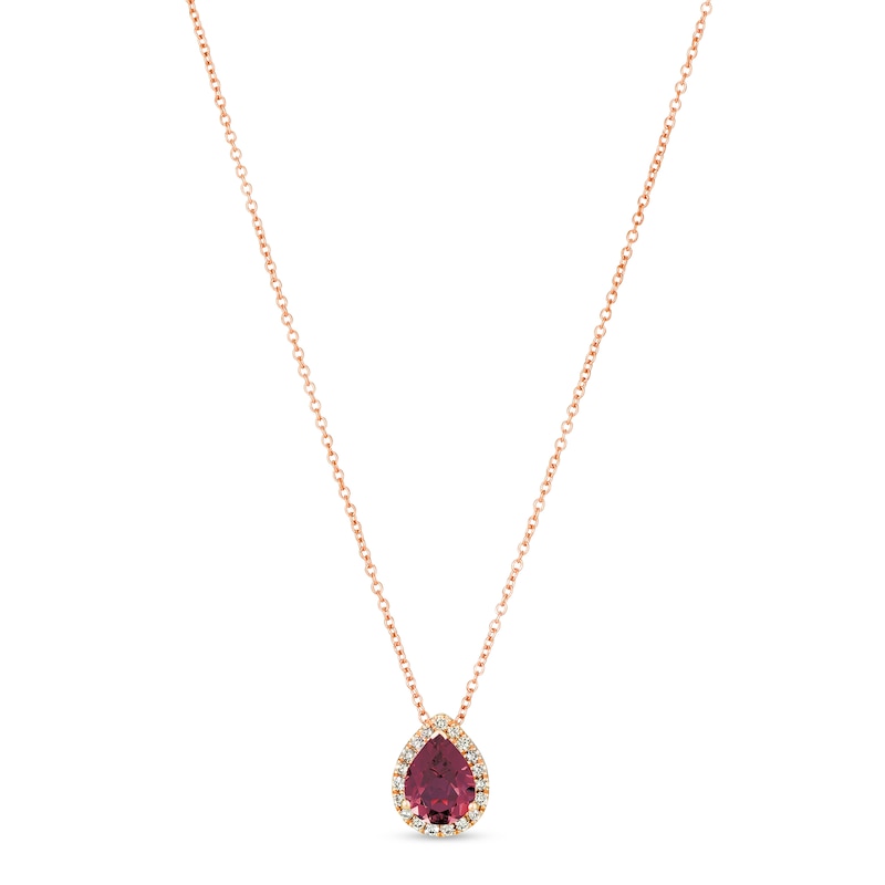 Main Image 1 of Le Vian Rhodolite & Diamond Necklace 1/8 ct tw 14K Strawberry Gold 18&quot;