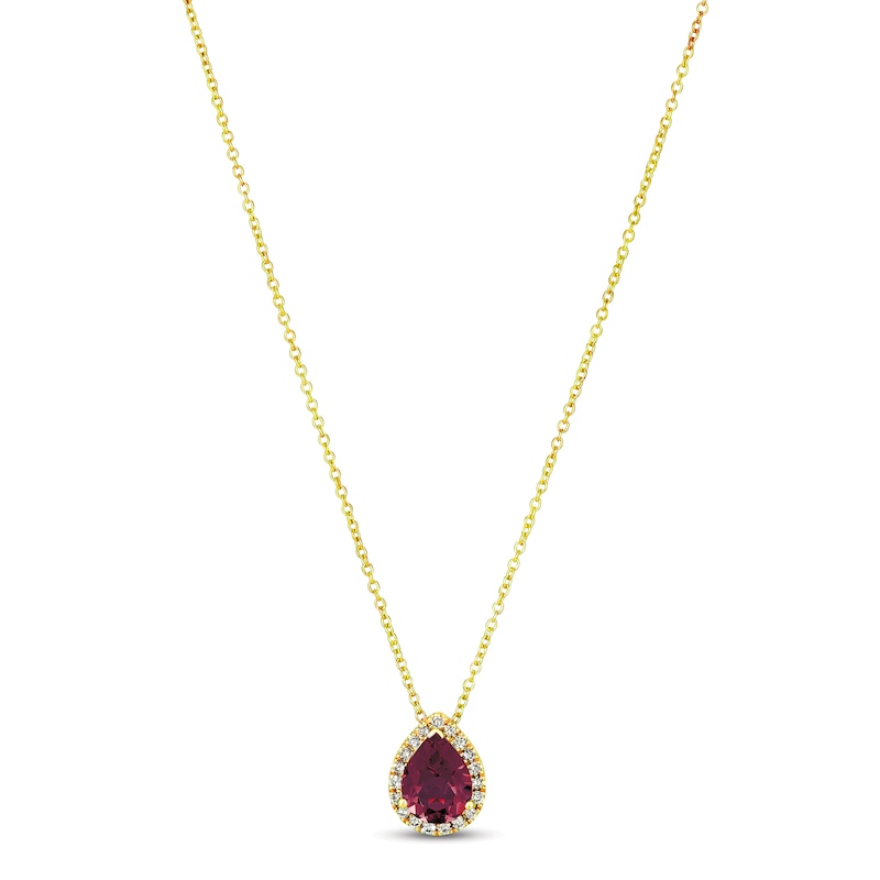 Main Image 1 of Le Vian Rhodolite & Diamond Necklace 1/8 ct tw 14K Honey Gold 18&quot;