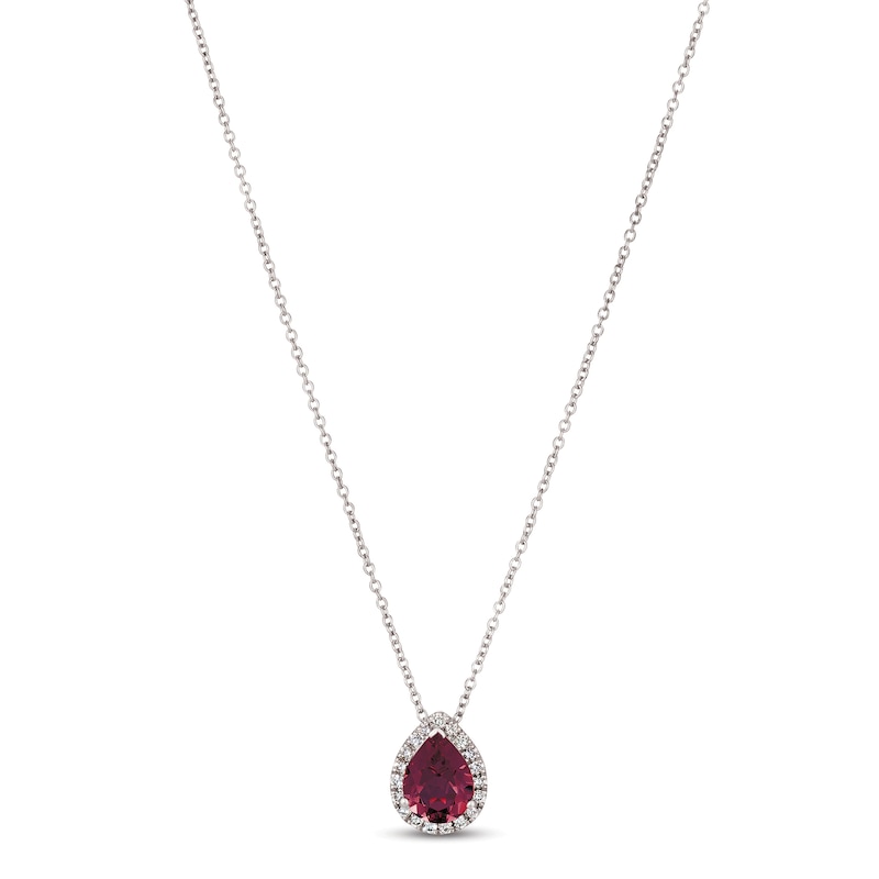 Main Image 1 of Le Vian Rhodolite & Diamond Necklace 1/8 ct tw 14K Vanilla Gold 18&quot;