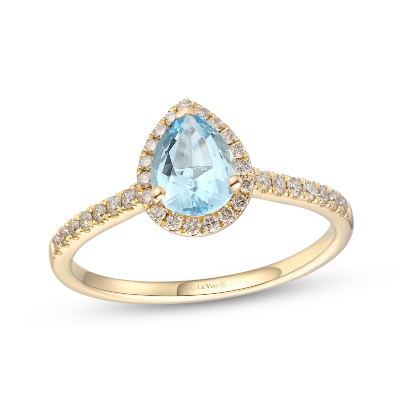 Le Vian Blue Topaz & Diamond Ring 1/3 ct tw 14K Honey Gold