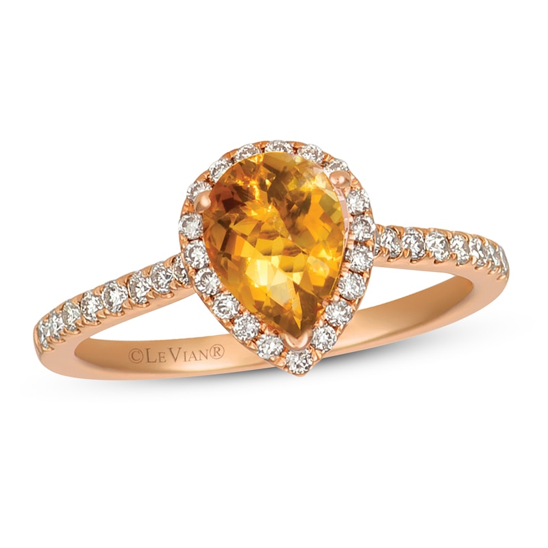 Le Vian Citrine & Diamond Ring 1/3 ct tw 14K Strawberry Gold with 360