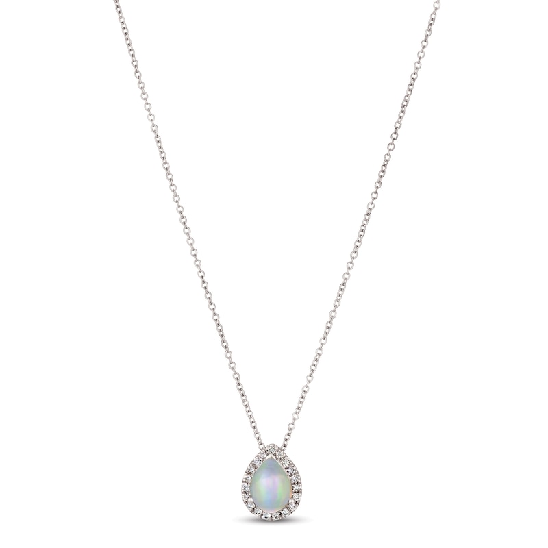 Le Vian Opal & Diamond Necklace 1/8 ct tw 14K Vanilla Gold 18"