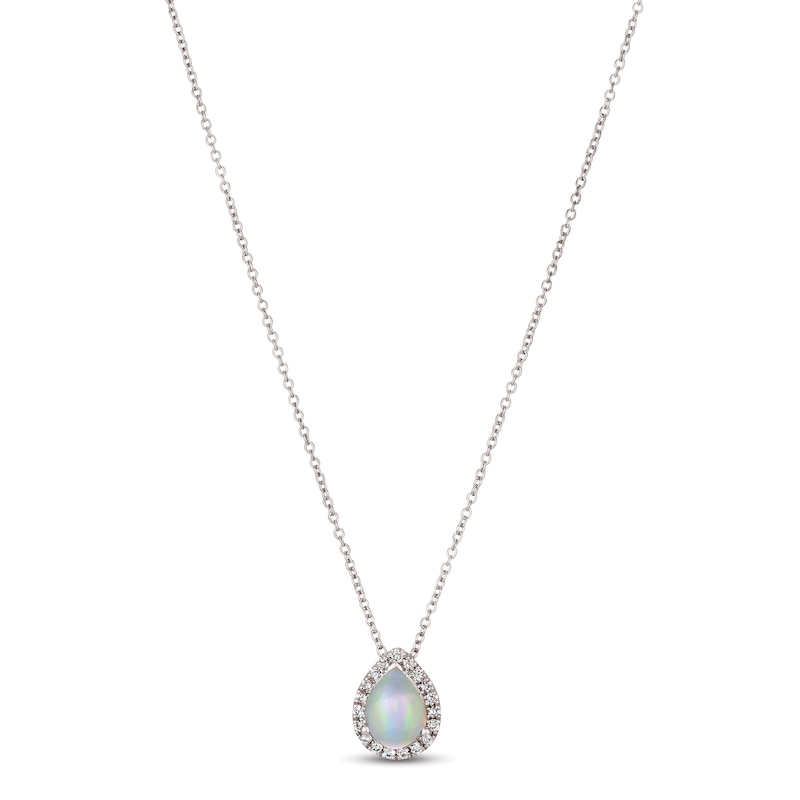 Main Image 1 of Le Vian Opal & Diamond Necklace 1/8 ct tw 14K Vanilla Gold 18&quot;