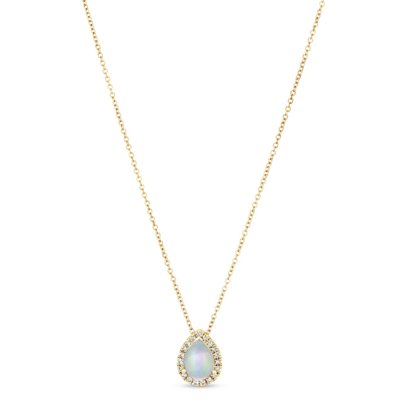 Main Image 1 of Le Vian Opal & Diamond Necklace 1/8 ct tw 14K Honey Gold 18&quot;