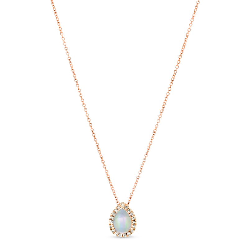 Main Image 1 of Le Vian Opal & Diamond Necklace 1/8 ct tw 14K Strawberry Gold 18&quot;