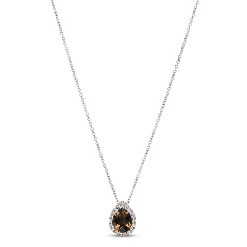 Le Vian Quartz & Diamond Necklace 1/8 ct tw 14K Vanilla Gold 18" with 360