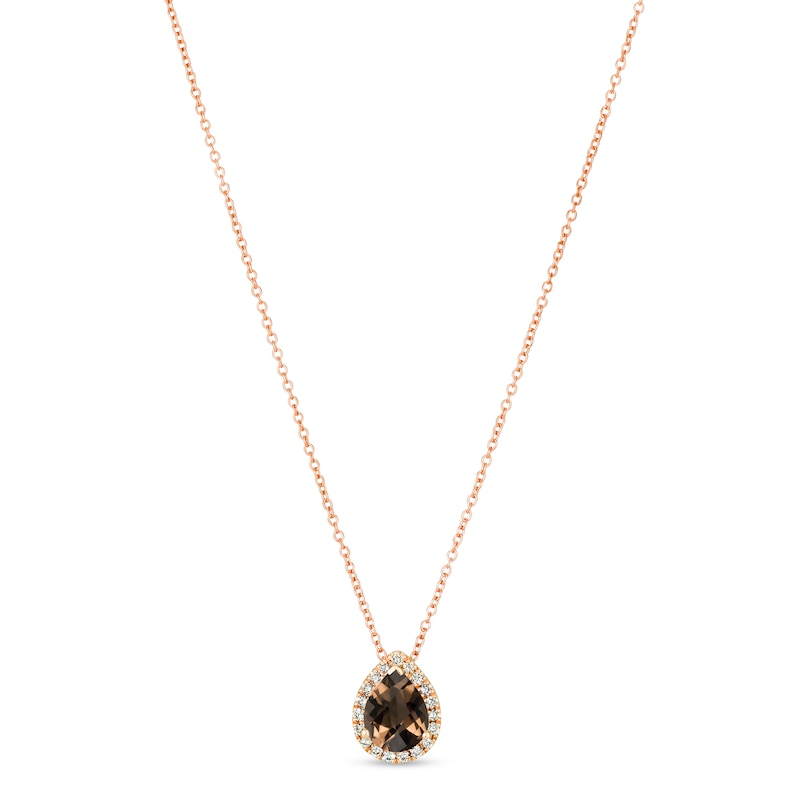 Main Image 1 of Le Vian Quartz & Diamond Necklace 1/8 ct tw 14K Strawberry Gold 18&quot;
