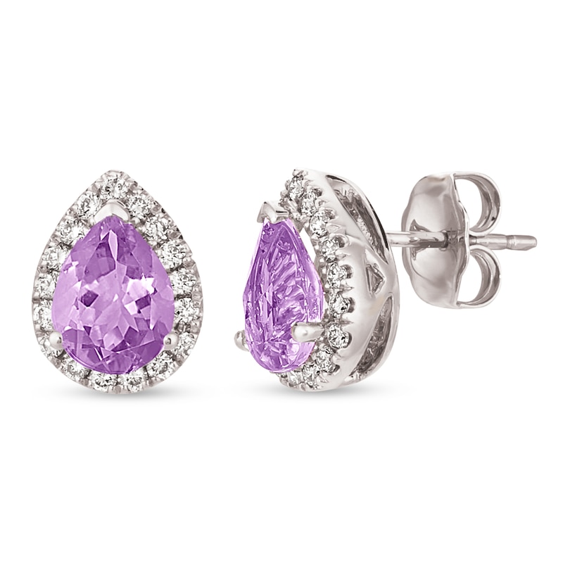 Main Image 1 of Le Vian Amethyst Earrings 1/4 ct tw Diamonds 14K Vanilla Gold