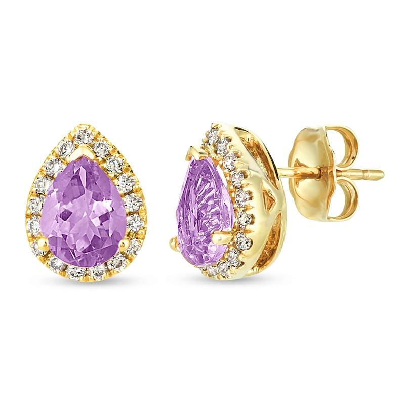 Main Image 1 of Le Vian Amethyst & Diamond Earrings 1/4 ct tw 14K Honey Gold