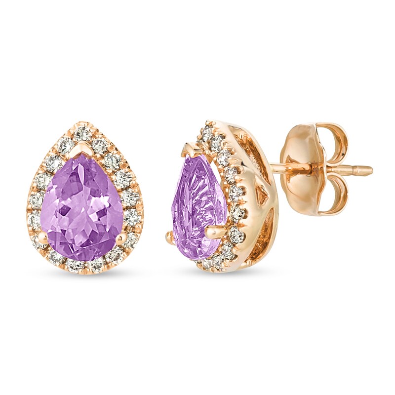 Main Image 1 of Le Vian Amethyst & Diamond Earrings 1/4 ct tw 14K Strawberry Gold