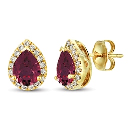 Le Vian Rhodolite & Diamond Earrings 1/4 ct tw 14K Honey Gold