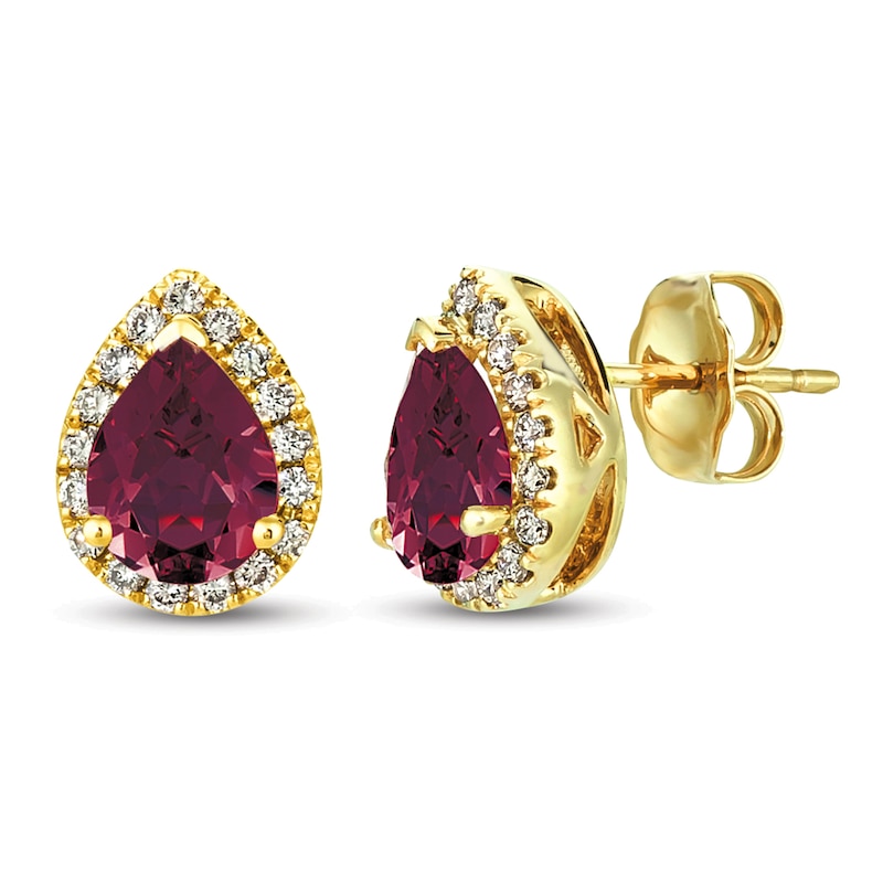 Main Image 1 of Le Vian Rhodolite & Diamond Earrings 1/4 ct tw 14K Honey Gold