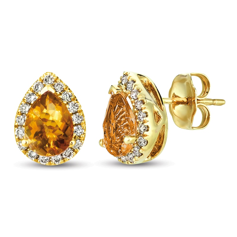Main Image 1 of Le Vian Citrine & Diamond Earrings 1/4 ct tw 14K Honey Gold
