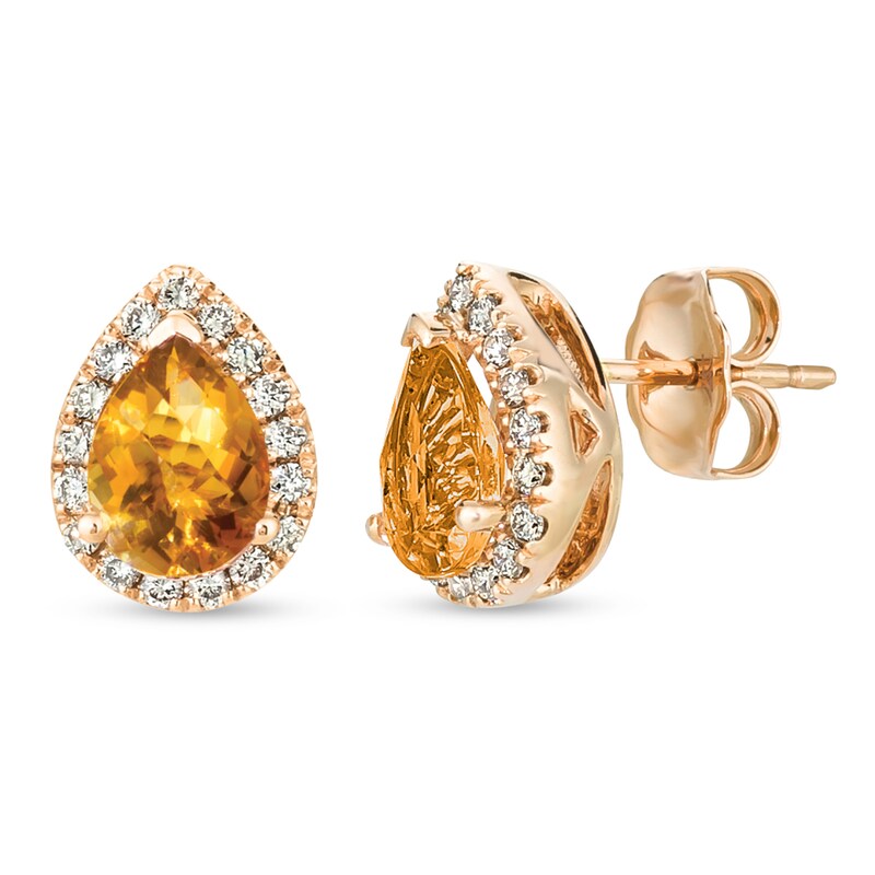 Main Image 1 of Le Vian Citrine & Diamond Earrings 1/4 ct tw 14K Strawberry Gold