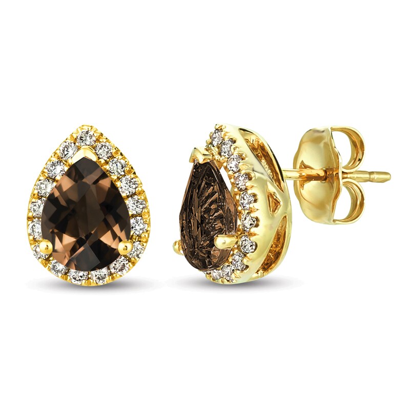 Main Image 1 of Le Vian Quartz & Diamond Earrings 1/4 ct tw 14K Honey Gold