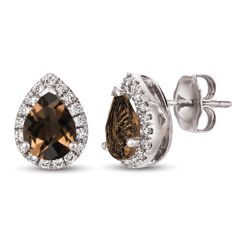 Main Image 1 of Le Vian Quartz & Diamond Earrings 1/4 ct tw 14K Vanilla Gold