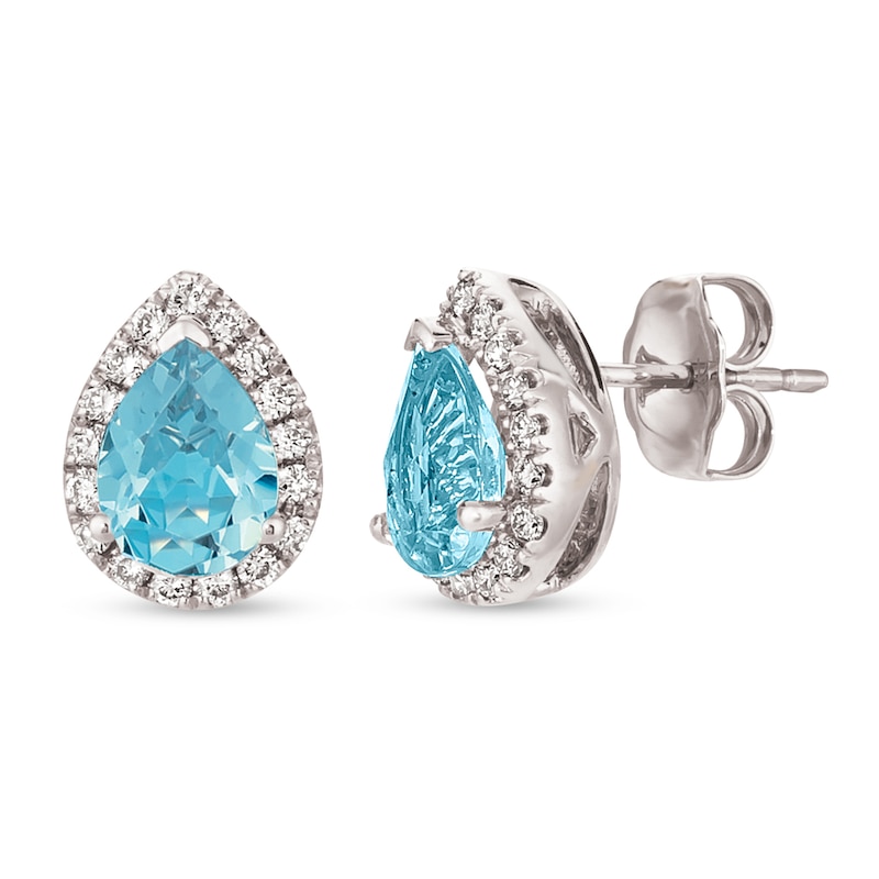 Main Image 1 of Le Vian Aquamarine & Diamond Earrings 1/4 ct tw 14K Vanilla Gold