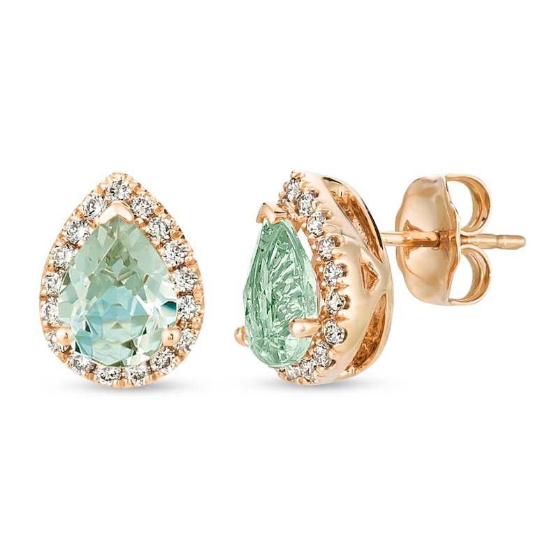 Main Image 1 of Le Vian Quartz & Diamond Earrings 1/4 ct tw 14K Strawberry Gold