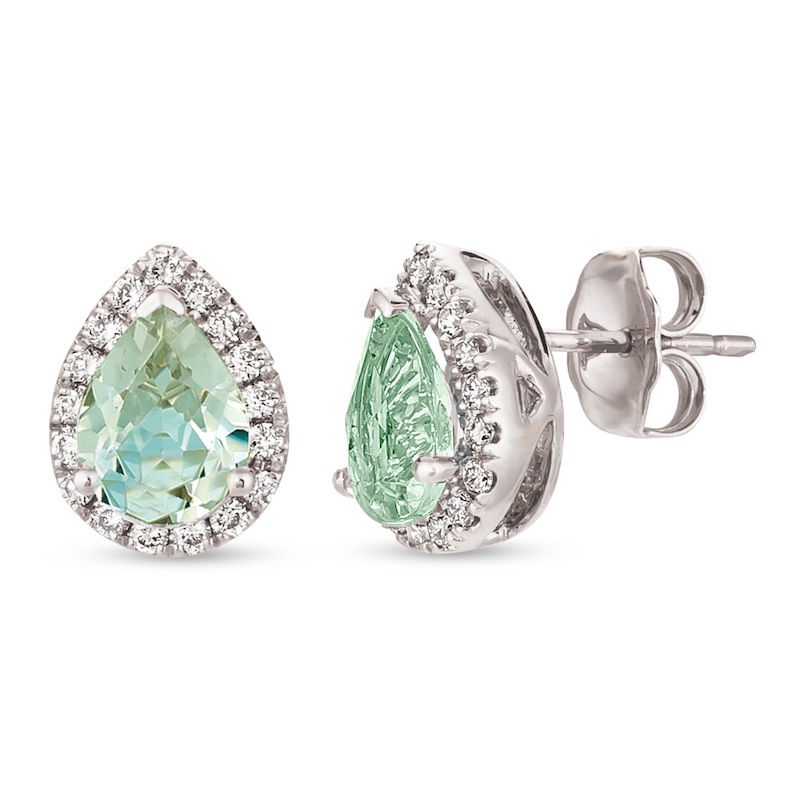 Main Image 1 of Le Vian Quartz & Diamond Earrings 1/4 ct tw 14K Vanilla Gold