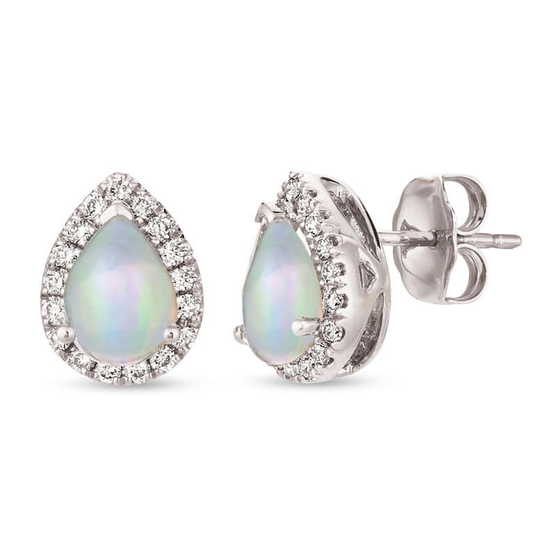 Le Vian Opal & Diamond Earrings 1/4 ct tw 14K Vanilla Gold with 360