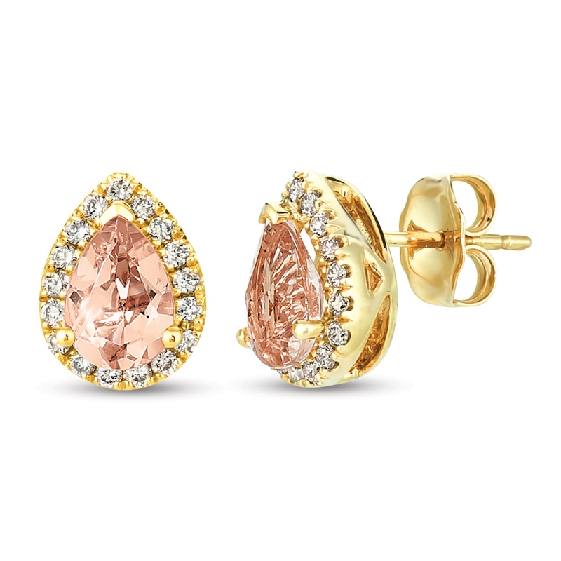 Main Image 1 of Le Vian Morganite & Diamond Earrings 1/4 ct tw 14K Honey Gold