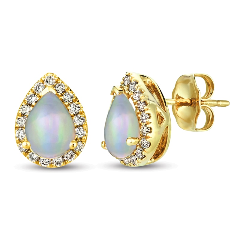 Main Image 1 of Le Vian Opal & Diamond Earrings 1/4 ct tw 14K Honey Gold