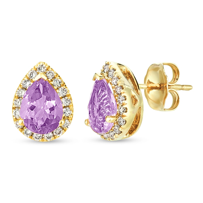 Main Image 1 of Le Vian Amethyst & Diamond Earrings 1/4 ct tw 14K Honey Gold