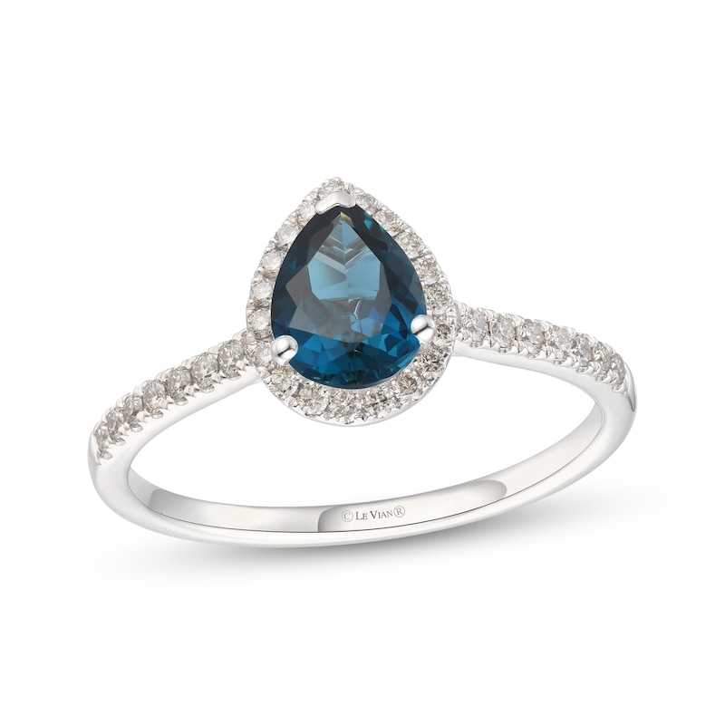 Le Vian Blue Topaz & Diamond Ring 1/3 ct tw 14K Vanilla Gold