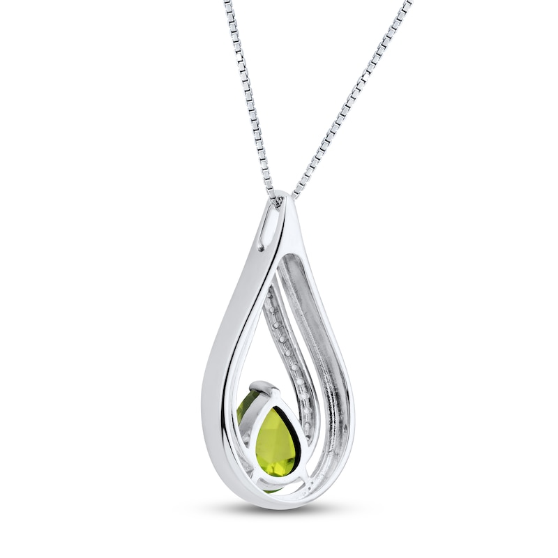 Main Image 3 of Peridot & White Lab-Created Sapphire Necklace Sterling Silver 18"