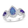 Thumbnail Image 0 of Lavender Lab-Created Opal/White Lab-Created Sapphire/Amethyst Ring Sterling Silver