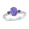 Thumbnail Image 0 of Lavender Lab-Created Opal/White Lab-Created Sapphire/Amethyst Ring Sterling Silver