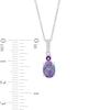 Thumbnail Image 2 of Lavender Lab-Created Opal/White Lab-Created Sapphire/Amethyst Necklace Sterling Silver 18"